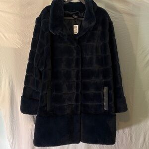 Dennis Basso Faux Fur Navy Teddy Jacket
